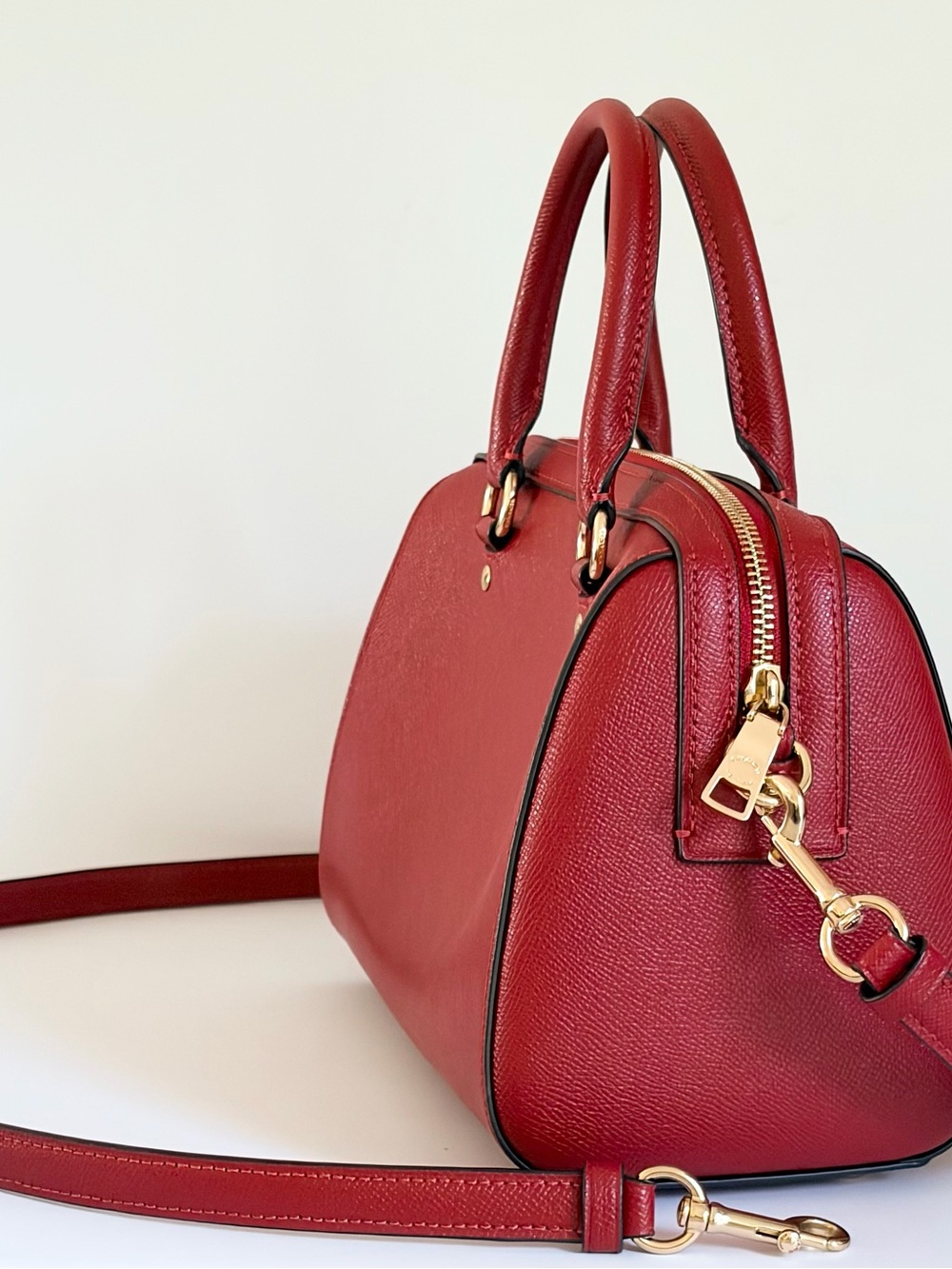 Coach Rowan Red Leather Satchel Bag - Picture 4 of 9